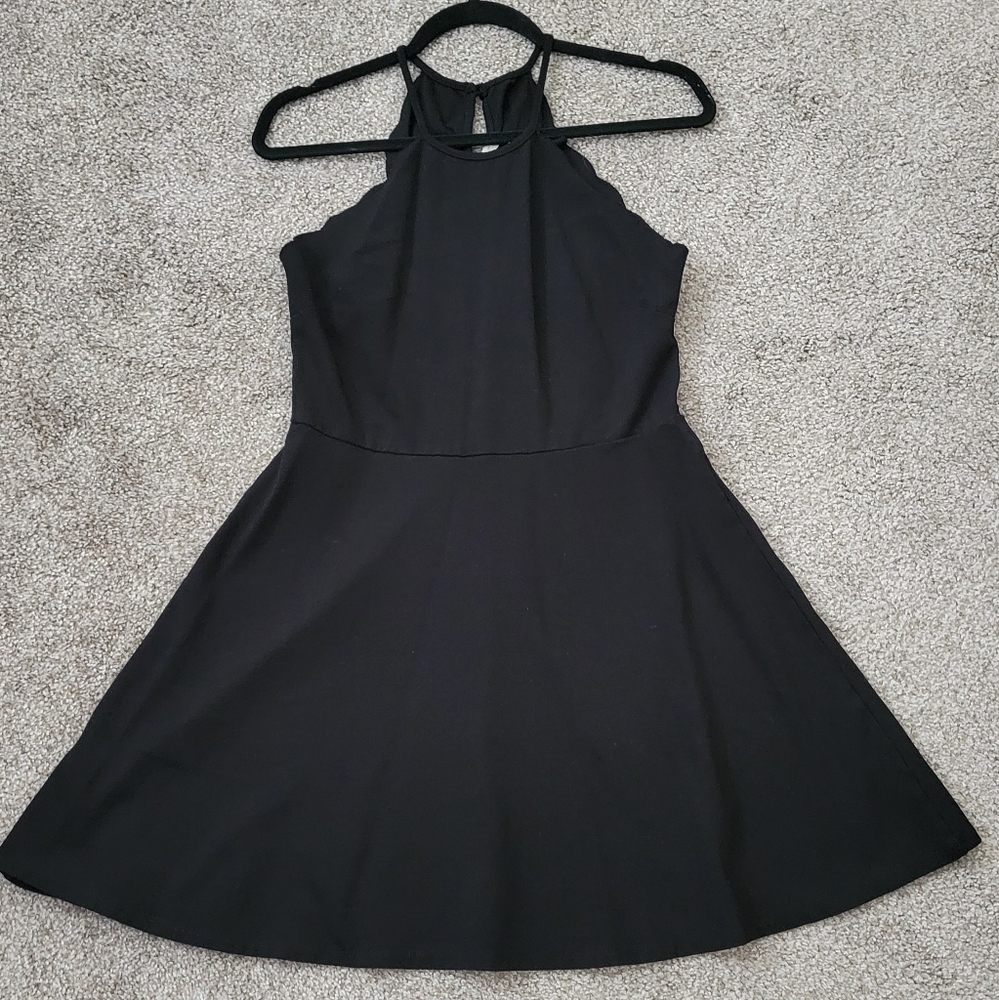 Nine Britton fit and flare little black dress with scallop detail